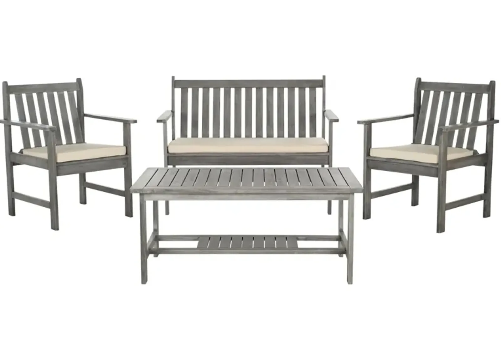 Richmond 4-pc. Patio Set in Natural / White / Navy Moasaic by Safavieh