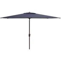 Shay Outdoor 6.5 X 10 ft Rectangular Crank Umbrella in Beach House Blue by Safavieh