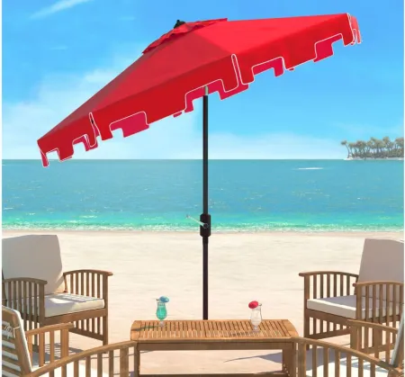 Zimmerman Outdoor UV-Resistant Crank Umbrella in Rustic Brown by Safavieh