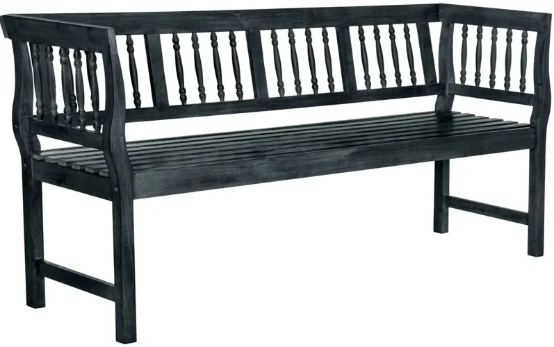 Ainslee Outdoor Bench in Natural / Navy / Black /Beige by Safavieh