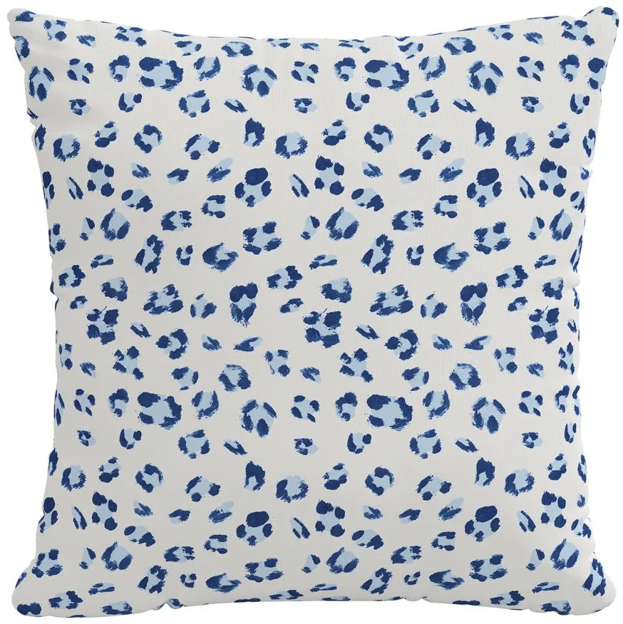 20" Outdoor Brush Cheetah Pillow in Brush Cheetah Sm Blue by Skyline