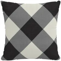 22" Outdoor Diamond Check Pillow in Diamond Check Charcoal by Skyline