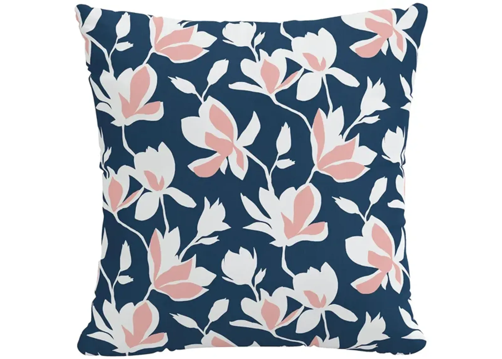 18" Outdoor Silhouette Floral Pillow in Silhouette Floral Navy Blush by Skyline