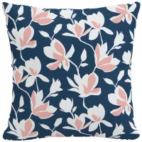 18" Outdoor Silhouette Floral Pillow in Silhouette Floral Navy Blush by Skyline