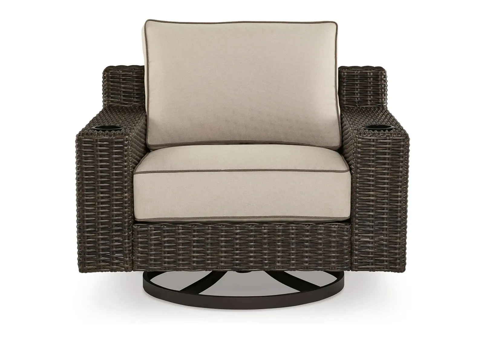 Coastline Bay Outdoor Swivel Lounge Chair in Brown/Beige by Ashley Furniture