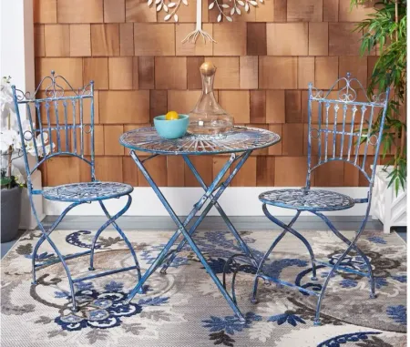 Presla 3-pc. Outdoor Dining Set in Turquoise by Safavieh
