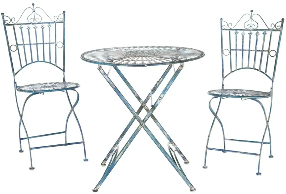 Presla 3-pc. Outdoor Dining Set in Turquoise by Safavieh