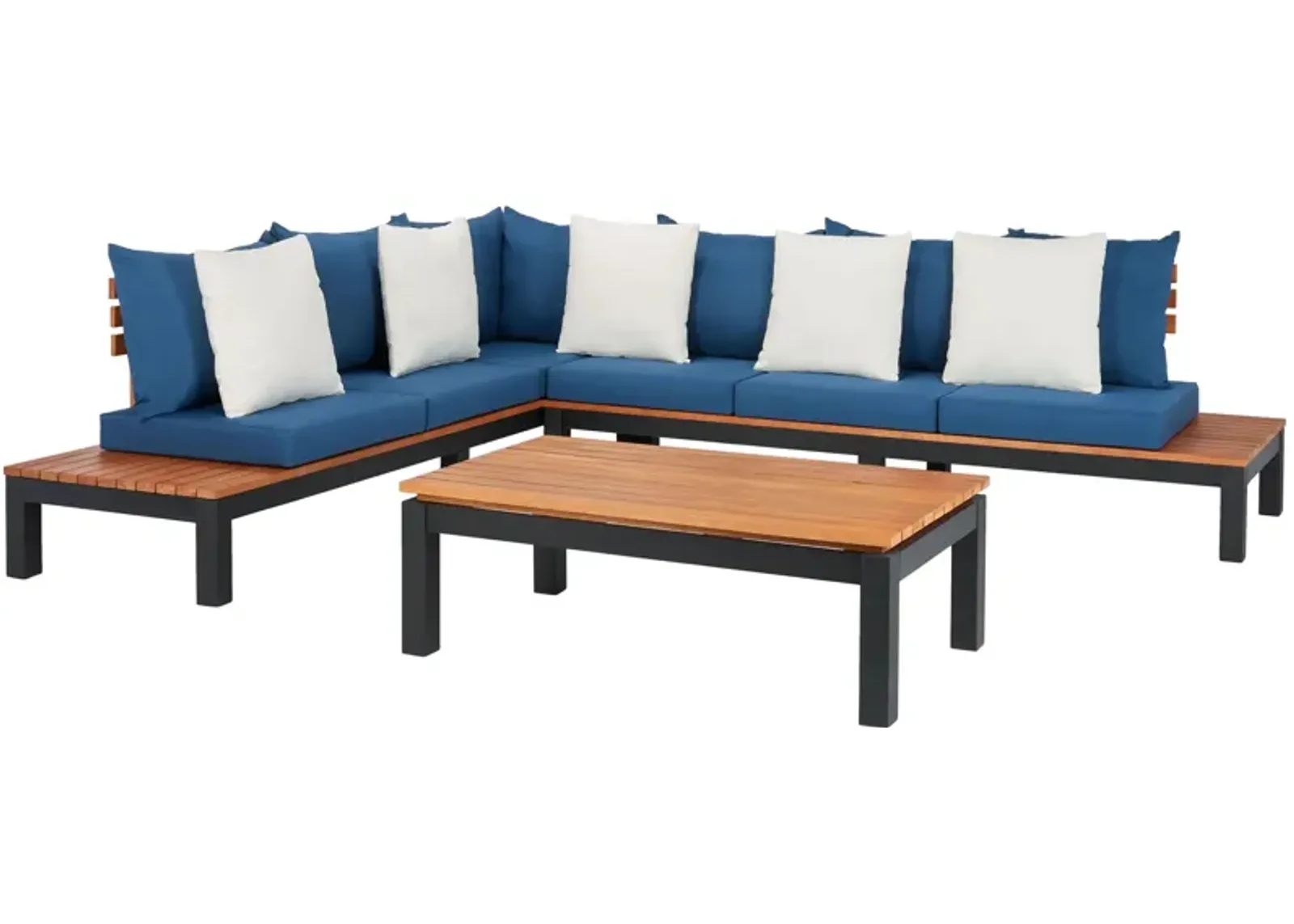 Kelda 3-pc. Outdoor Sectional Set in Navy / White by Safavieh