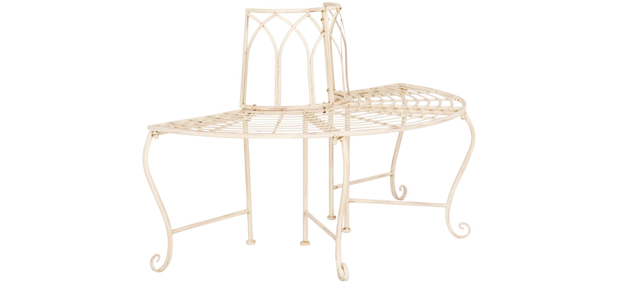 Joella Outdoor Wrought Iron Tree Bench in White by Safavieh