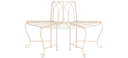 Joella Outdoor Wrought Iron Tree Bench in White by Safavieh