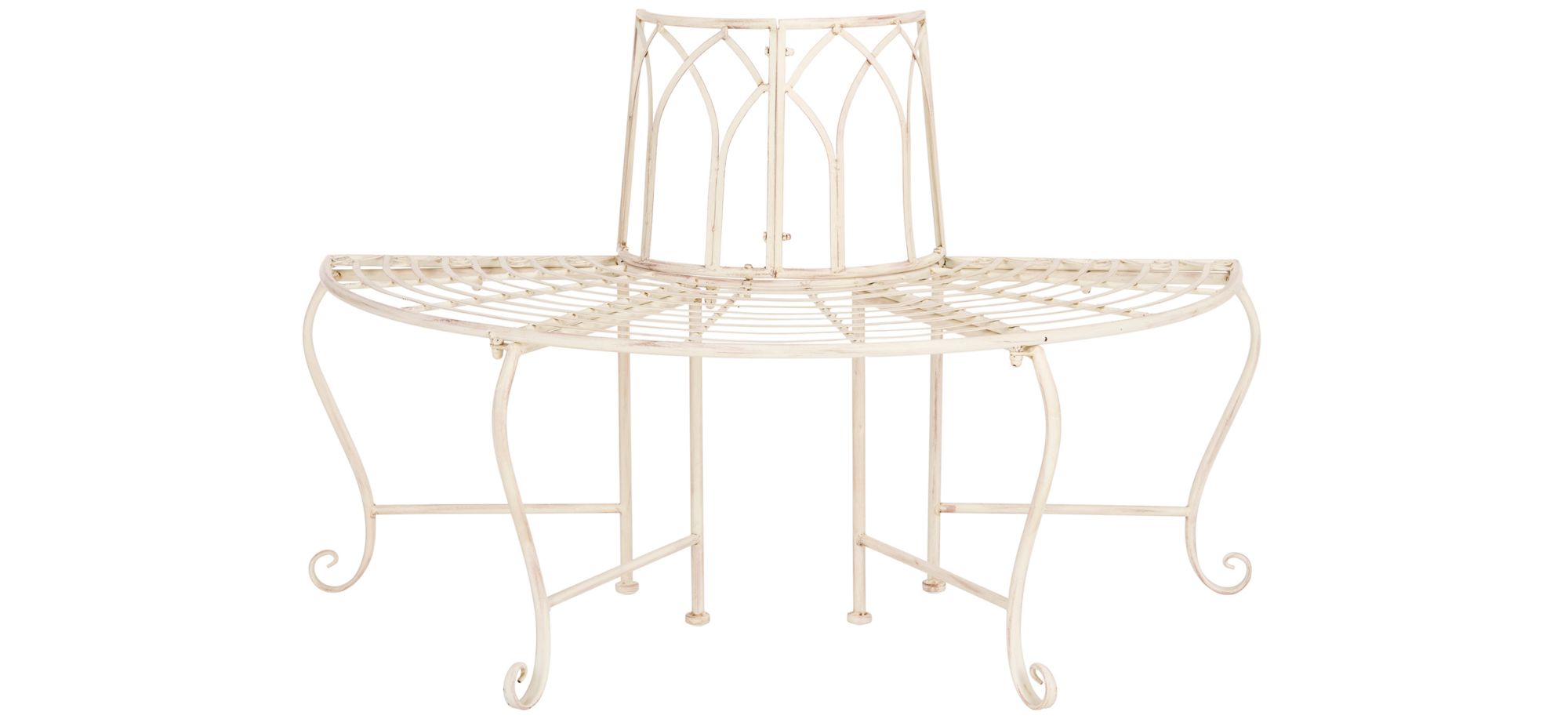 Joella Outdoor Wrought Iron Tree Bench in White by Safavieh