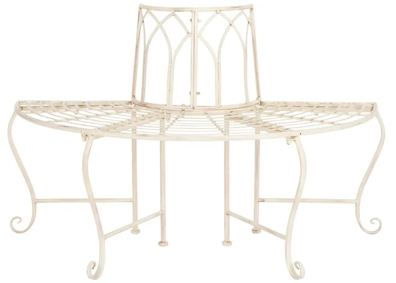 Joella Outdoor Wrought Iron Tree Bench in White by Safavieh