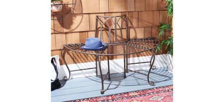 Joella Outdoor Wrought Iron Tree Bench in Black by Safavieh