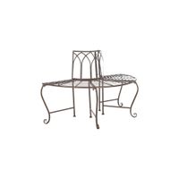 Joella Outdoor Wrought Iron Tree Bench in Rustic Brown by Safavieh