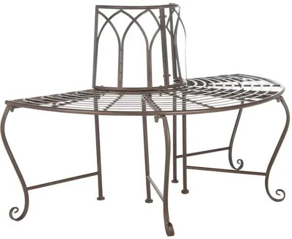 Joella Outdoor Wrought Iron Tree Bench