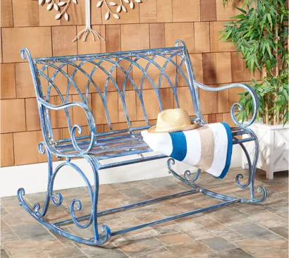 Analon Outdoor Rocking Bench in Turquoise by Safavieh