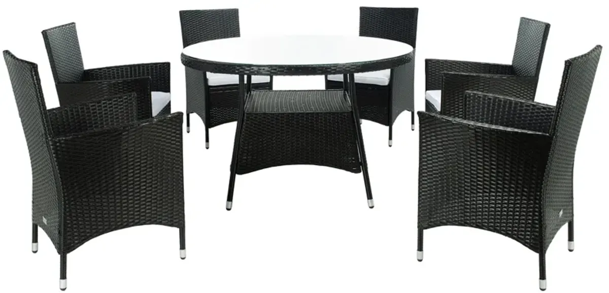 Torus 7-pc. Outdoor Dining Set in Brown With Oatmeal Cushions by Safavieh