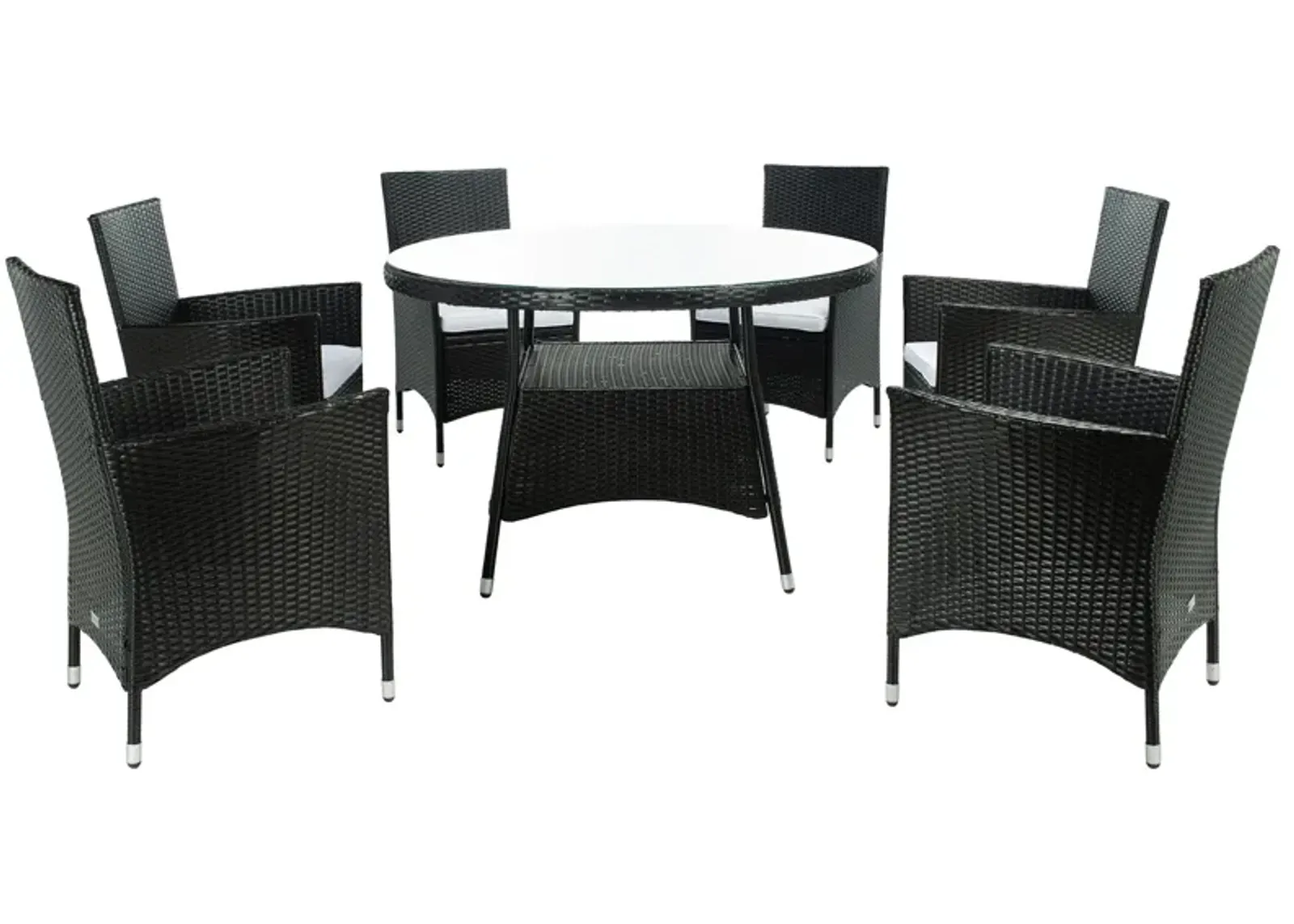 Torus 7-pc. Outdoor Dining Set in Brown With Oatmeal Cushions by Safavieh