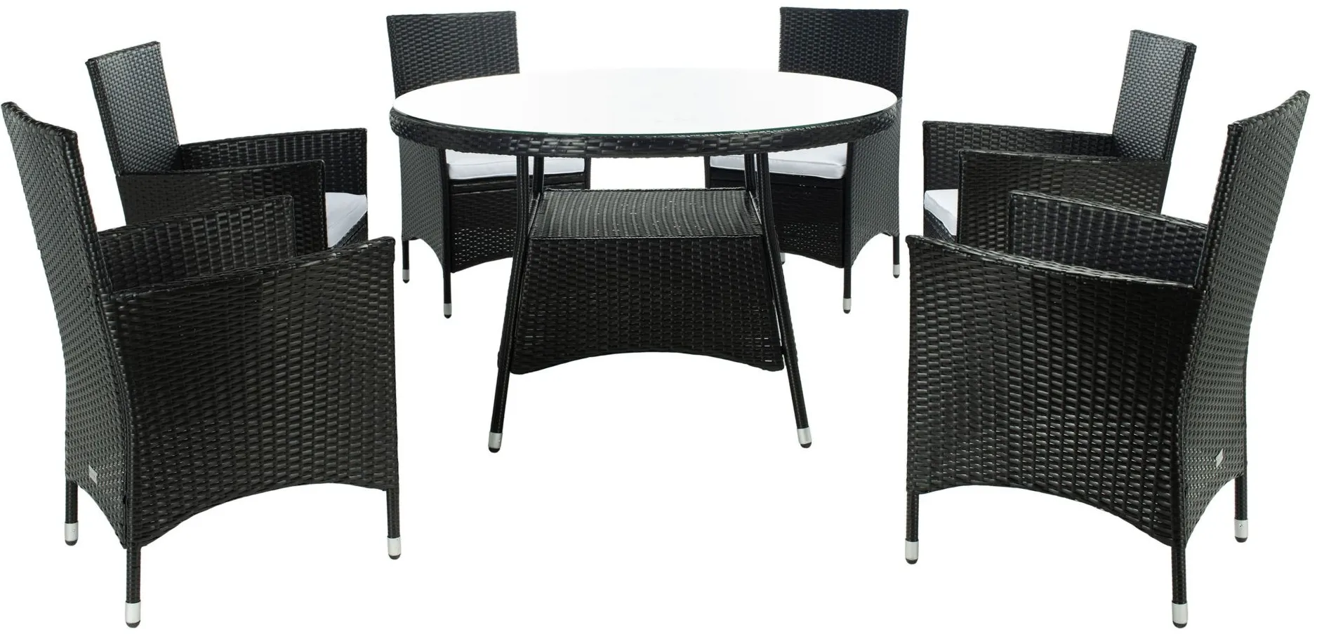 Torus 7-pc. Outdoor Dining Set in Brown With Oatmeal Cushions by Safavieh