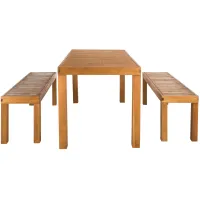 Alia Outdoor 3 -pc Dining Set in Natural by Safavieh