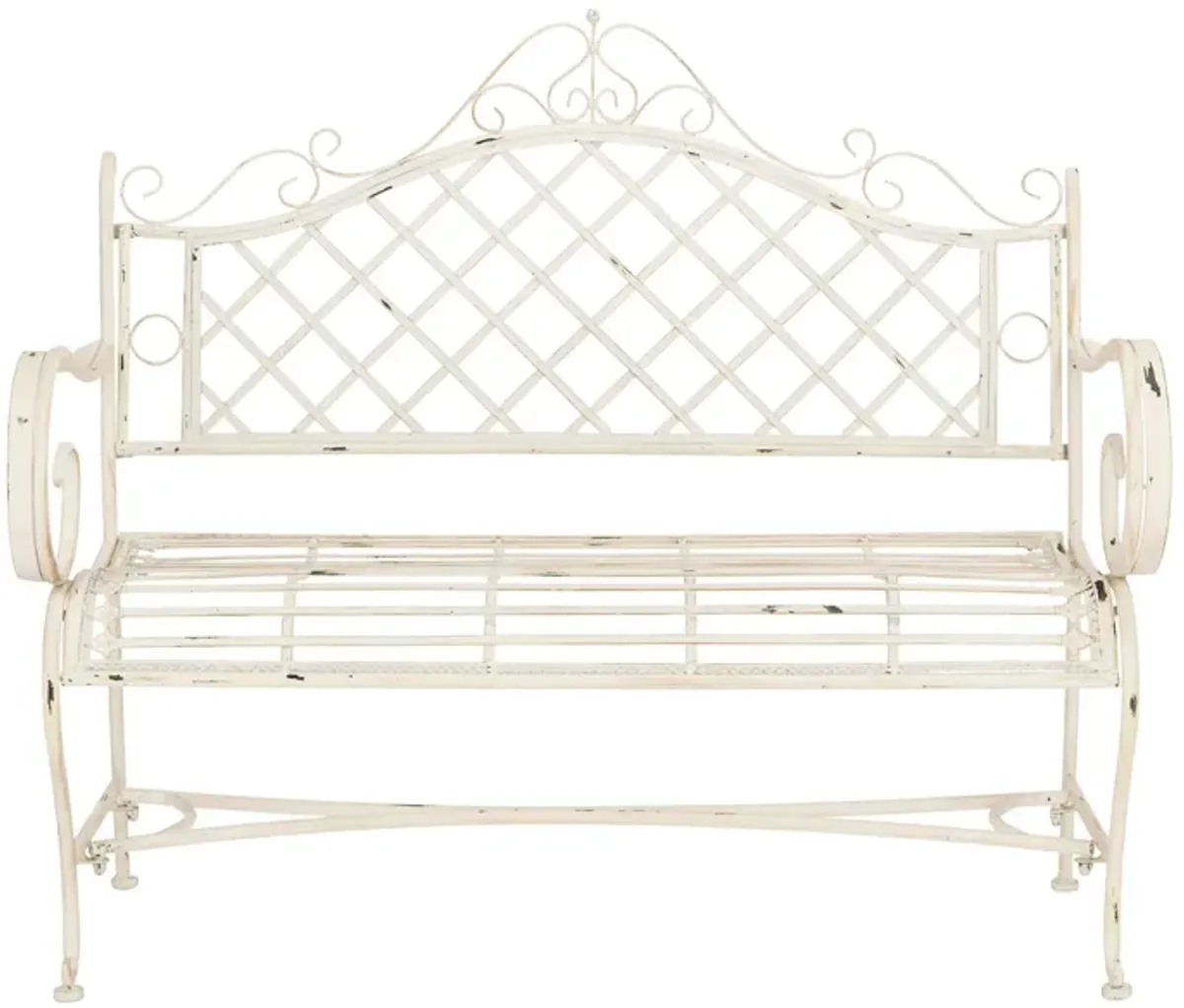 Krissy Outdoor Wrought Iron Garden Bench in Red by Safavieh