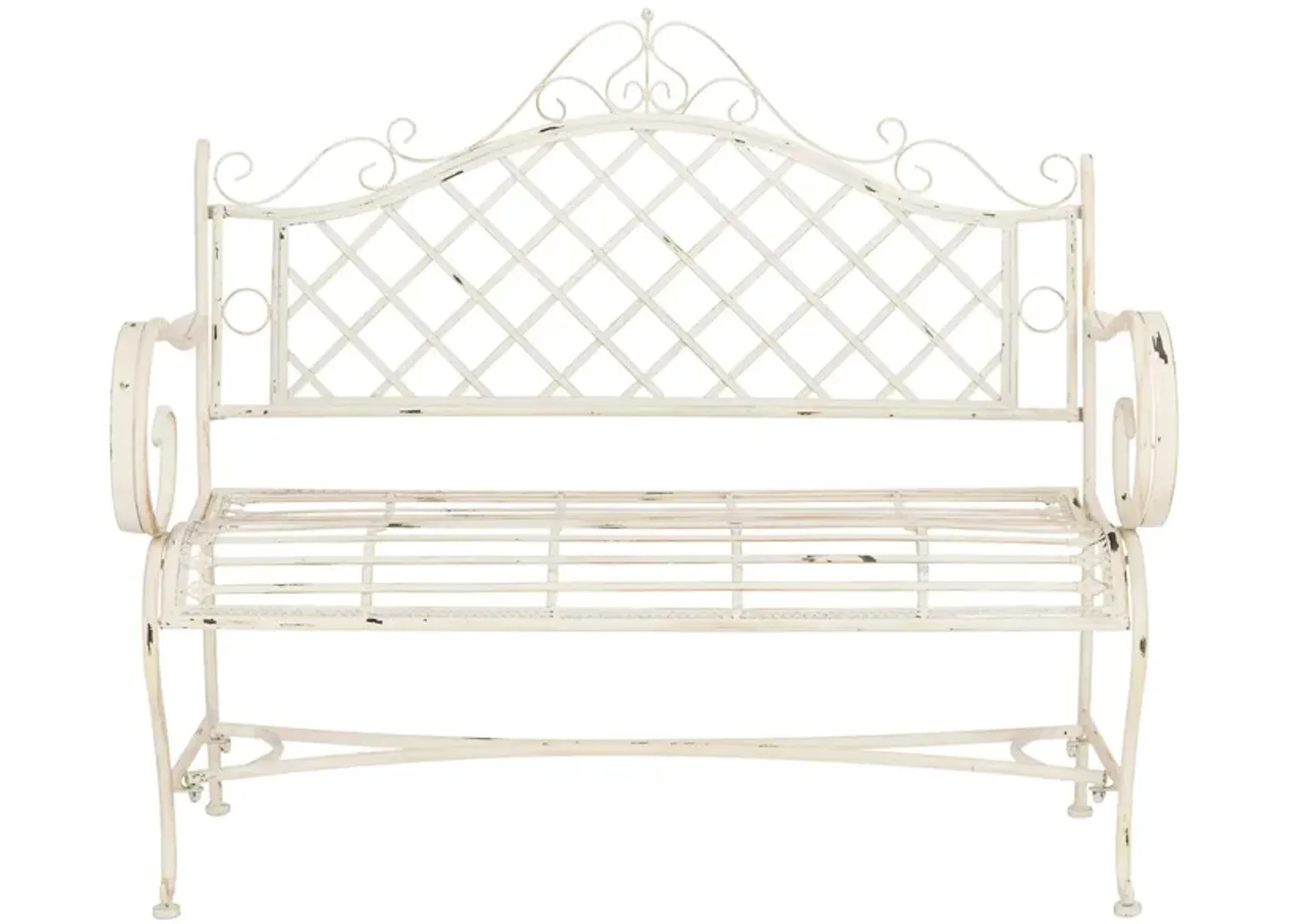 Krissy Outdoor Wrought Iron Garden Bench in Red by Safavieh