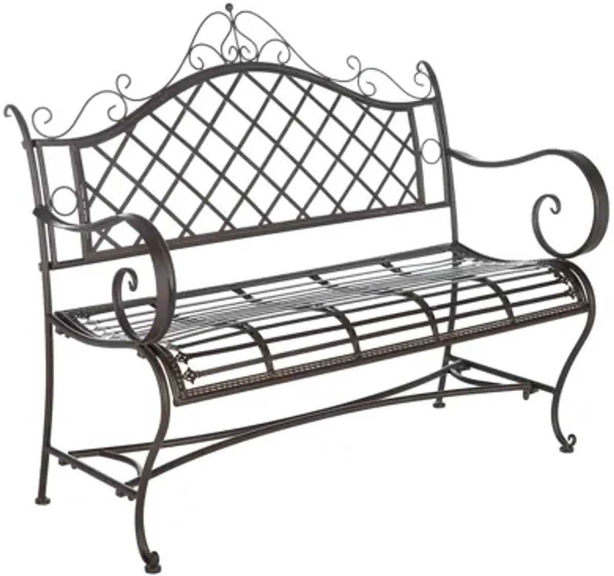 Krissy Outdoor Wrought Iron Garden Bench