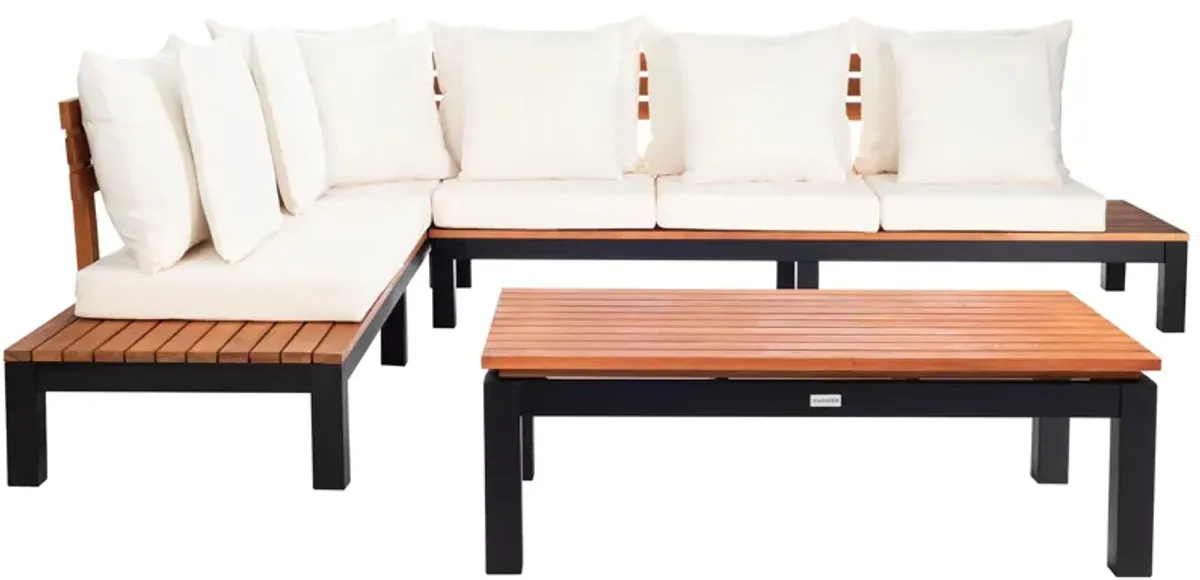 Kelda 3-pc. Outdoor Sectional Set in Natural / Light Gray by Safavieh