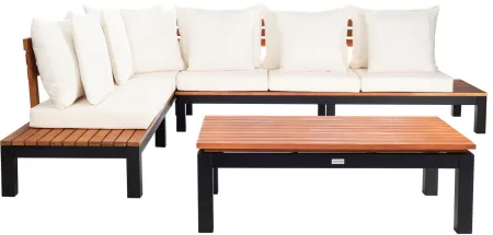 Kelda 3-pc. Outdoor Sectional Set in Natural / Light Gray by Safavieh