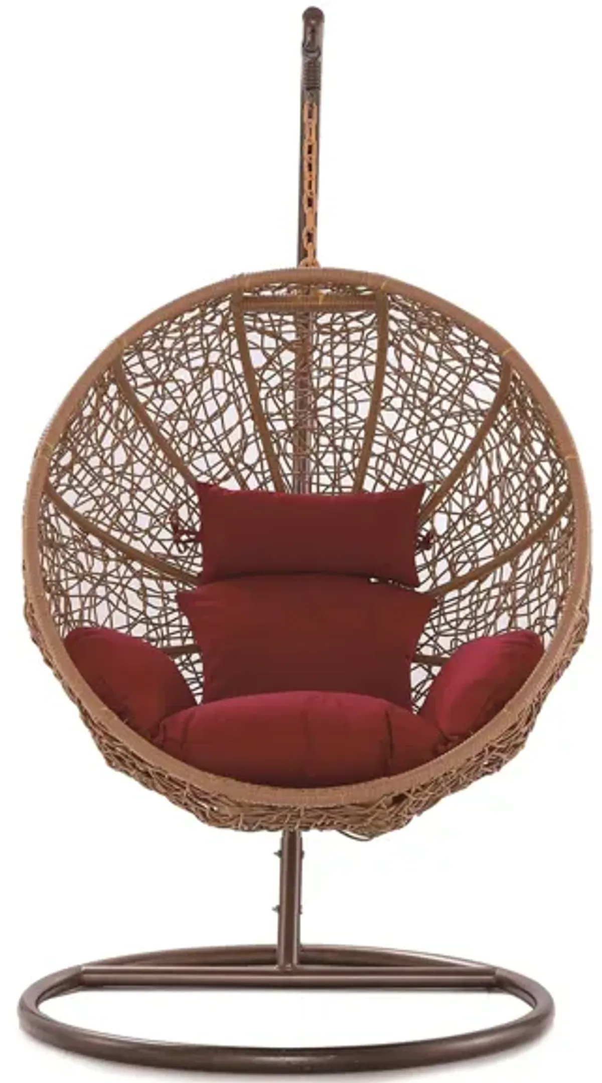 Zolo Hanging Lounge Chair in Red and Saddle Brown by Manhattan Comfort