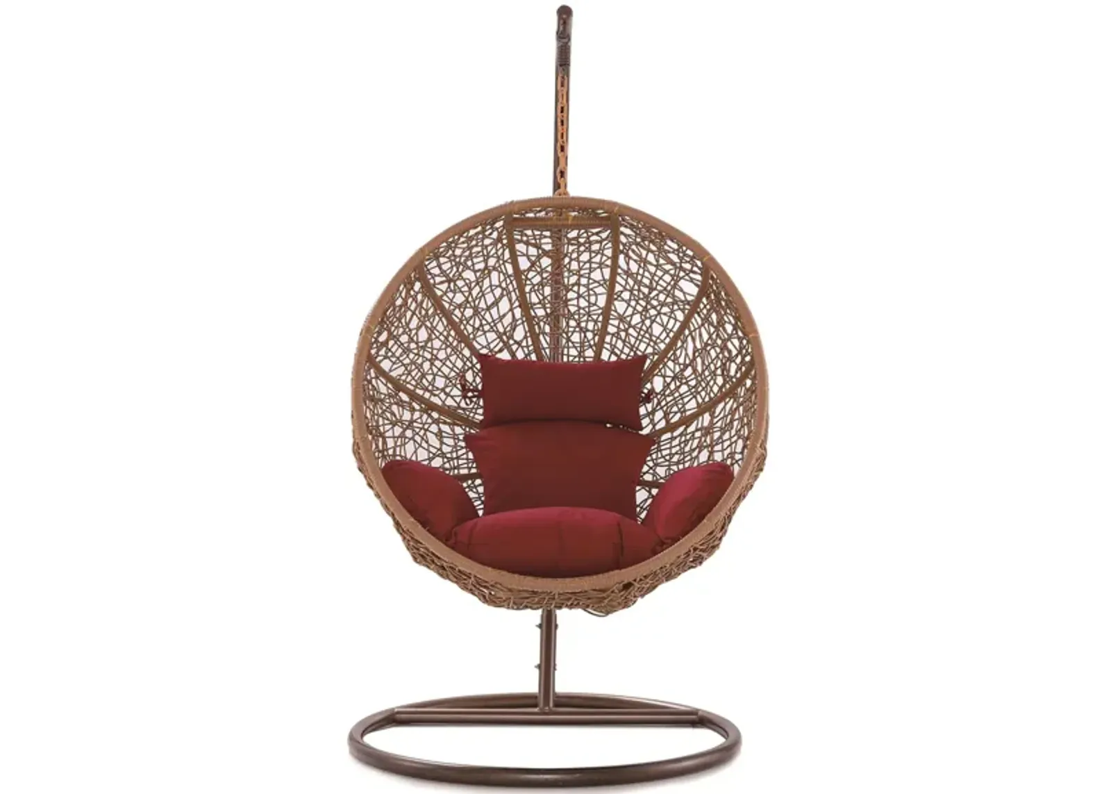 Zolo Hanging Lounge Chair in Red and Saddle Brown by Manhattan Comfort