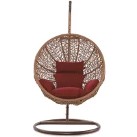 Zolo Hanging Lounge Chair in Red and Saddle Brown by Manhattan Comfort