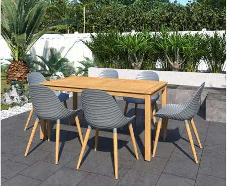 Laica 7-Piece Patio Dining Set in Gray by International Home Miami