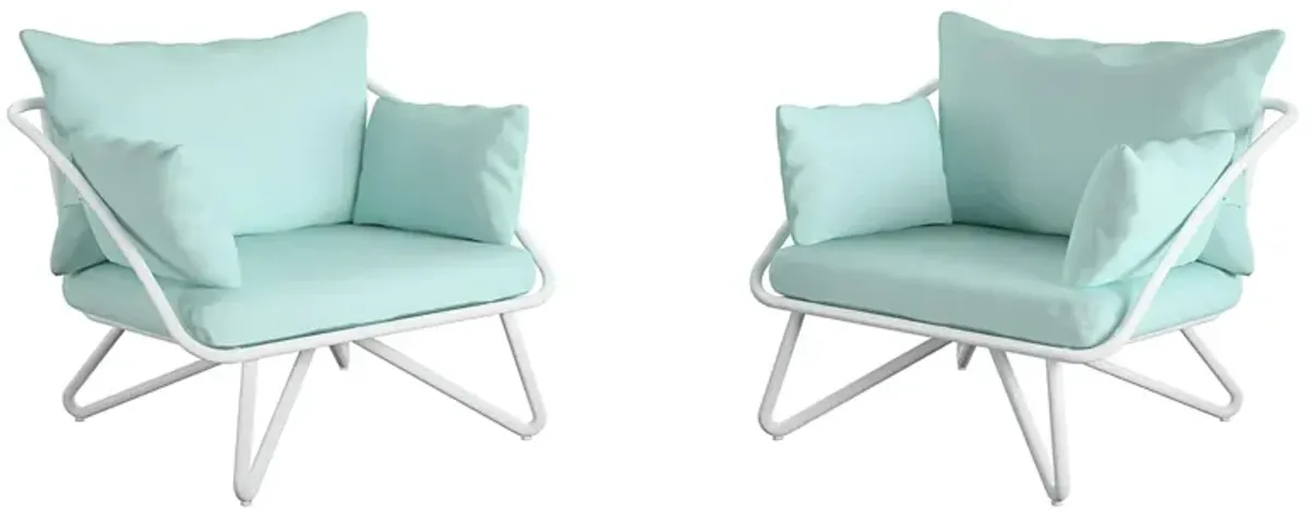 Novogratz Poolside Gossip Outdoor Teddi Lounge Chair - Set of 2 in Aqua Haze by DOREL HOME FURNISHINGS