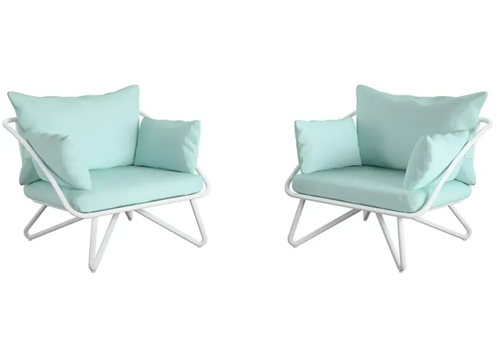 Novogratz Poolside Gossip Outdoor Teddi Lounge Chair - Set of 2 in Aqua Haze by DOREL HOME FURNISHINGS