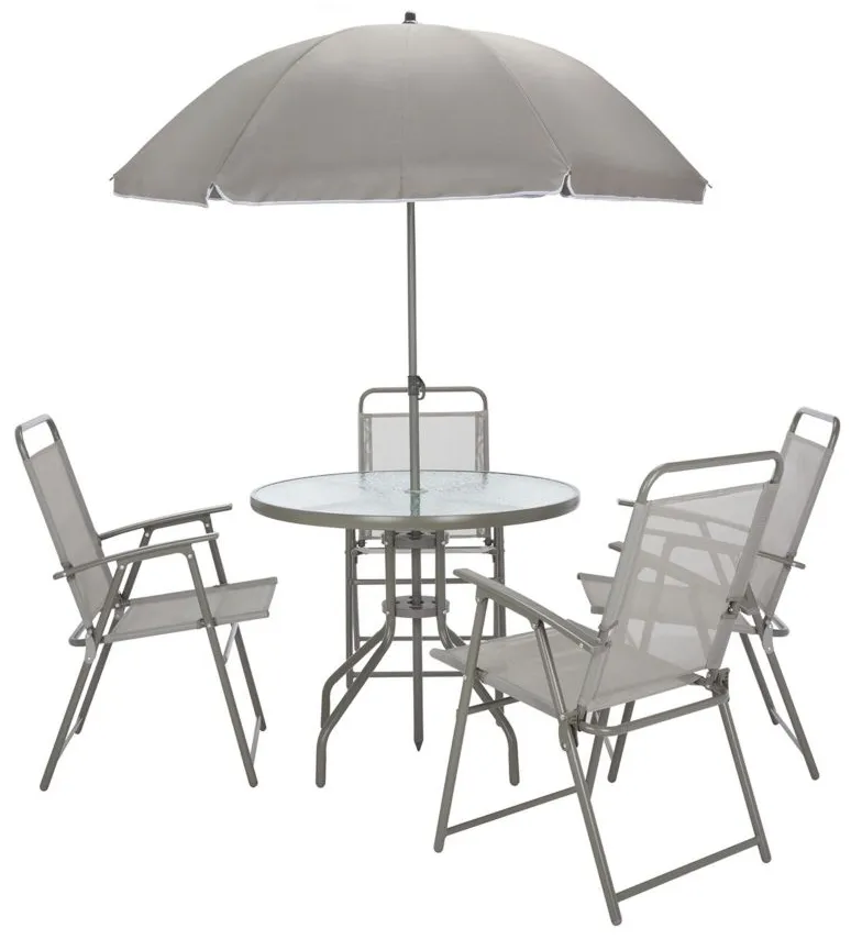 Monico 6-pc. Outdoor Dining Set in Espresso Brown, Light Blue by Safavieh