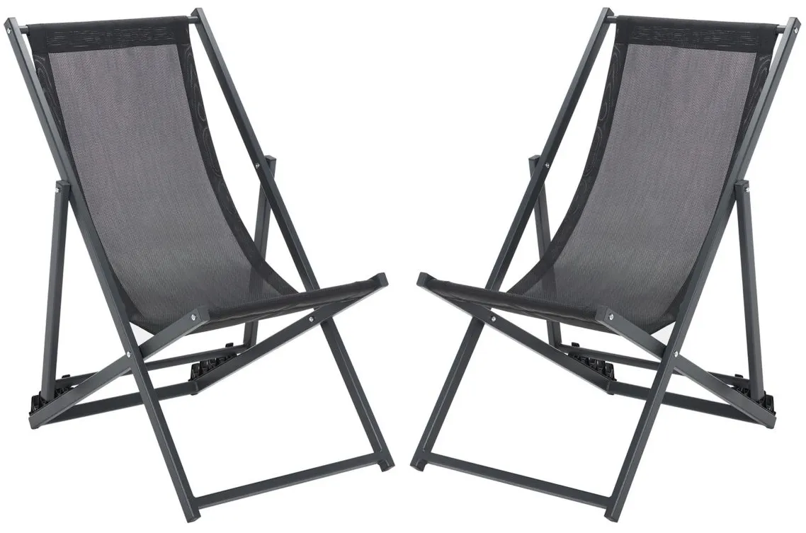 Breslin Patio Chairs Set of 2 in Black by Safavieh