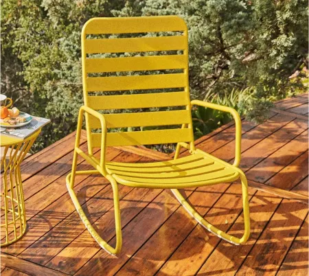 Novogratz Poolside Gossip Outdoor Roberta Rocking Chair in Yellow by DOREL HOME FURNISHINGS
