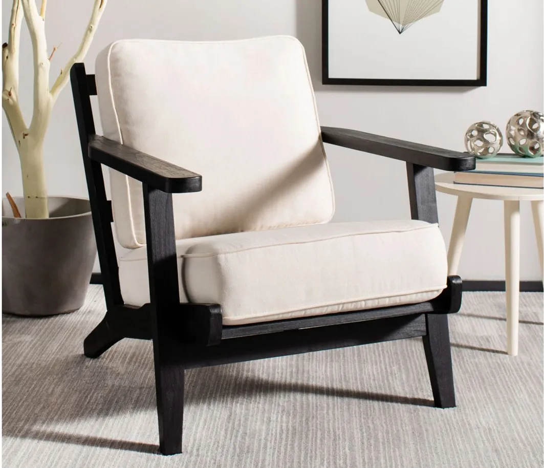 Nico Mid Century Accent Chair in Bone / Black by Safavieh