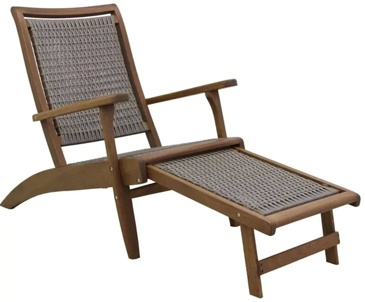 Ocean Ave Outdoor Lounger with Ottoman in Brown & Driftwood gray by Outdoor Interiors