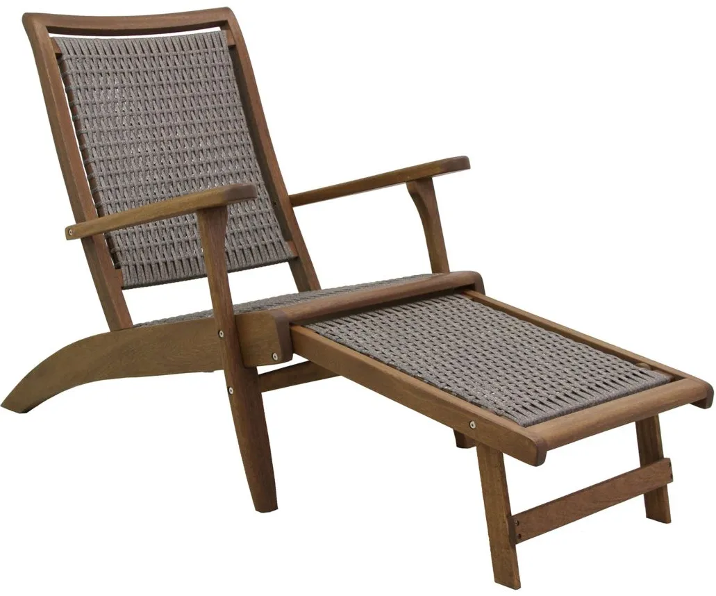 Ocean Ave Outdoor Lounger with Ottoman in Brown & Driftwood gray by Outdoor Interiors