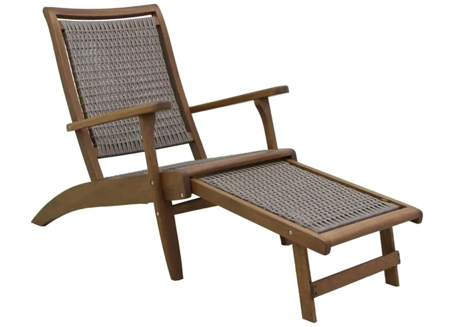 Ocean Ave Outdoor Lounger with Ottoman in Brown & Driftwood gray by Outdoor Interiors