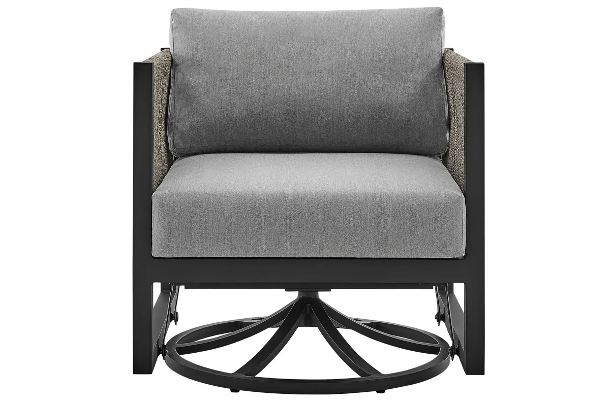 Cuffay Outdoor Swivel Lounge Chair in Dark Gray by Armen Living