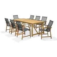 Lifestyle Garden Outdoor 9-pc. Rectangular Dining Set in Brown by International Home Miami