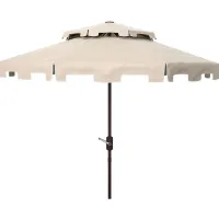 Burton 9 ft Double Top Market Umbrella in Beige by Safavieh
