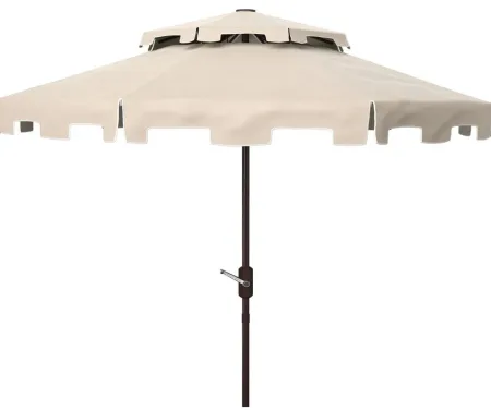 Burton 9 ft Double Top Market Umbrella in Beige by Safavieh