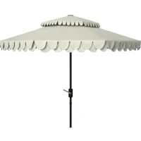 Chandler 9 ft Double Top Umbrella in Natural / White by Safavieh