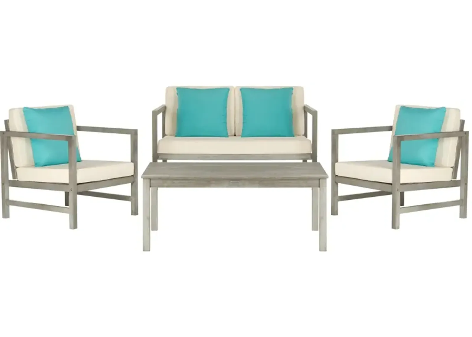 Hinaku 4-pc. Outdoor Set w/ Accent Pillows in Antique Blue by Safavieh