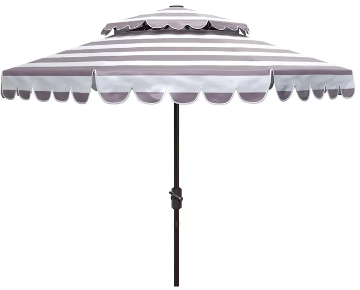 Lavinia 9 ft Rnd Double Top Crank Umbrella in Natural / Beige by Safavieh