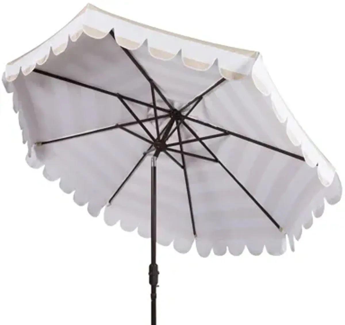 Muriel Single Scallop Striped 9 ft Crank Push Button Tilt Umbrella